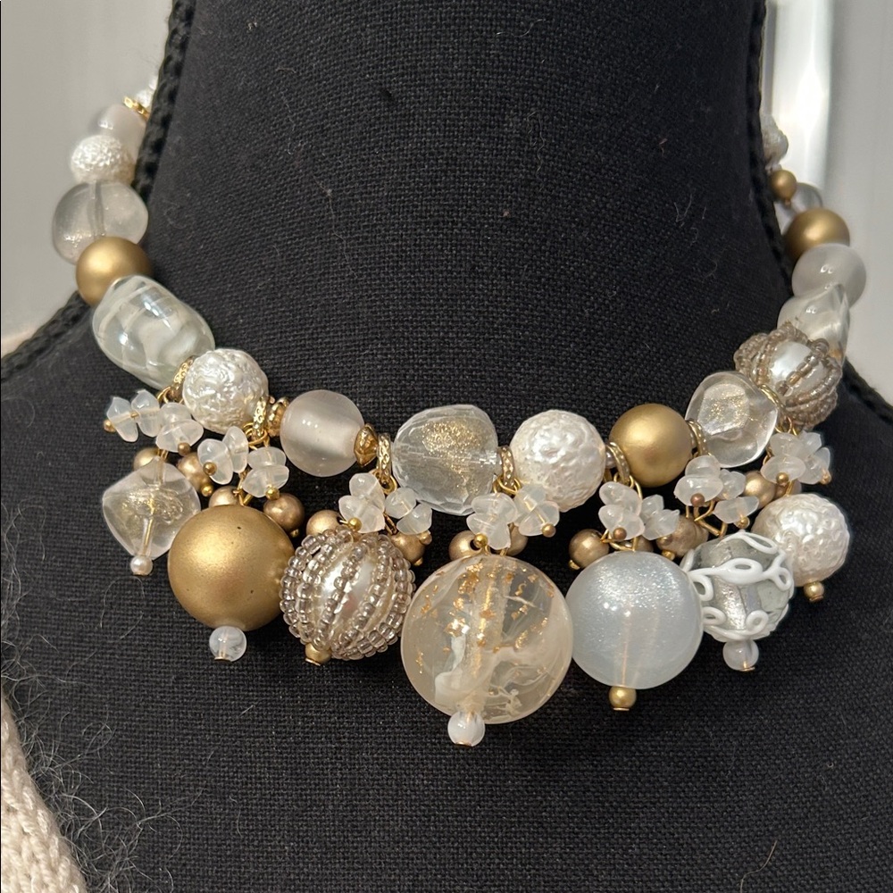 Elegant Gold and Silver Beaded Necklace